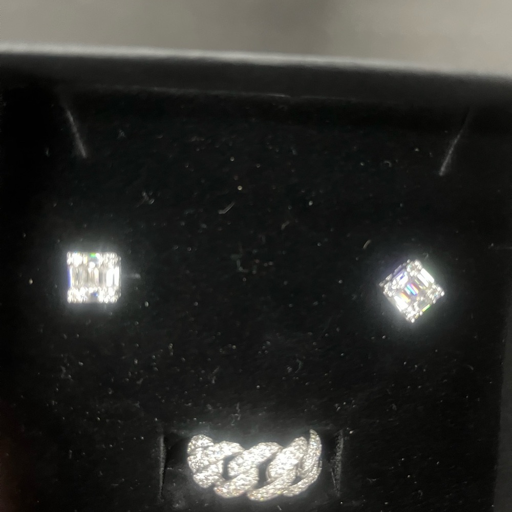 Elegant Silver VVS Earrings and VVS Ring Set